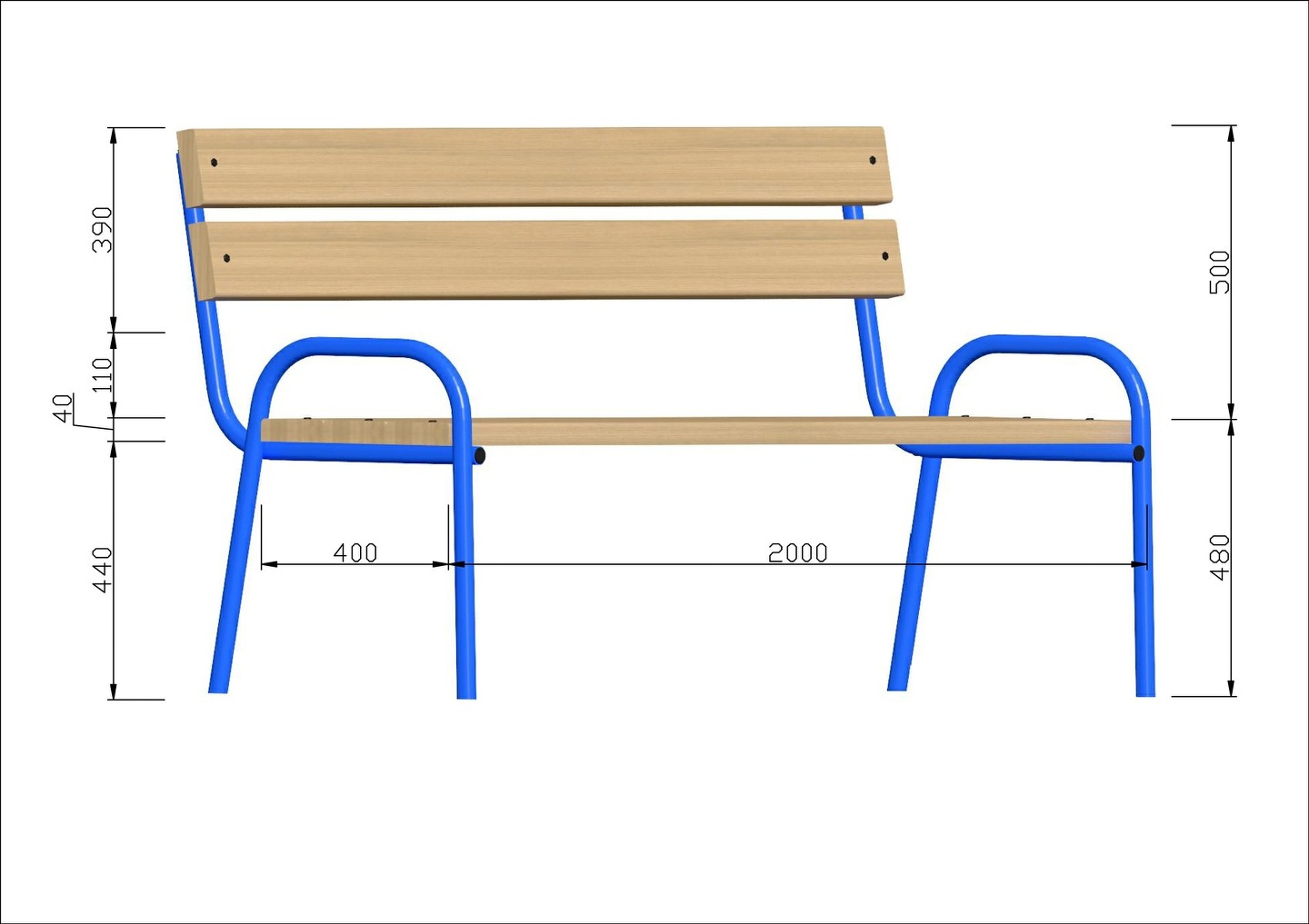 схема деревянной скамейки со спинкой