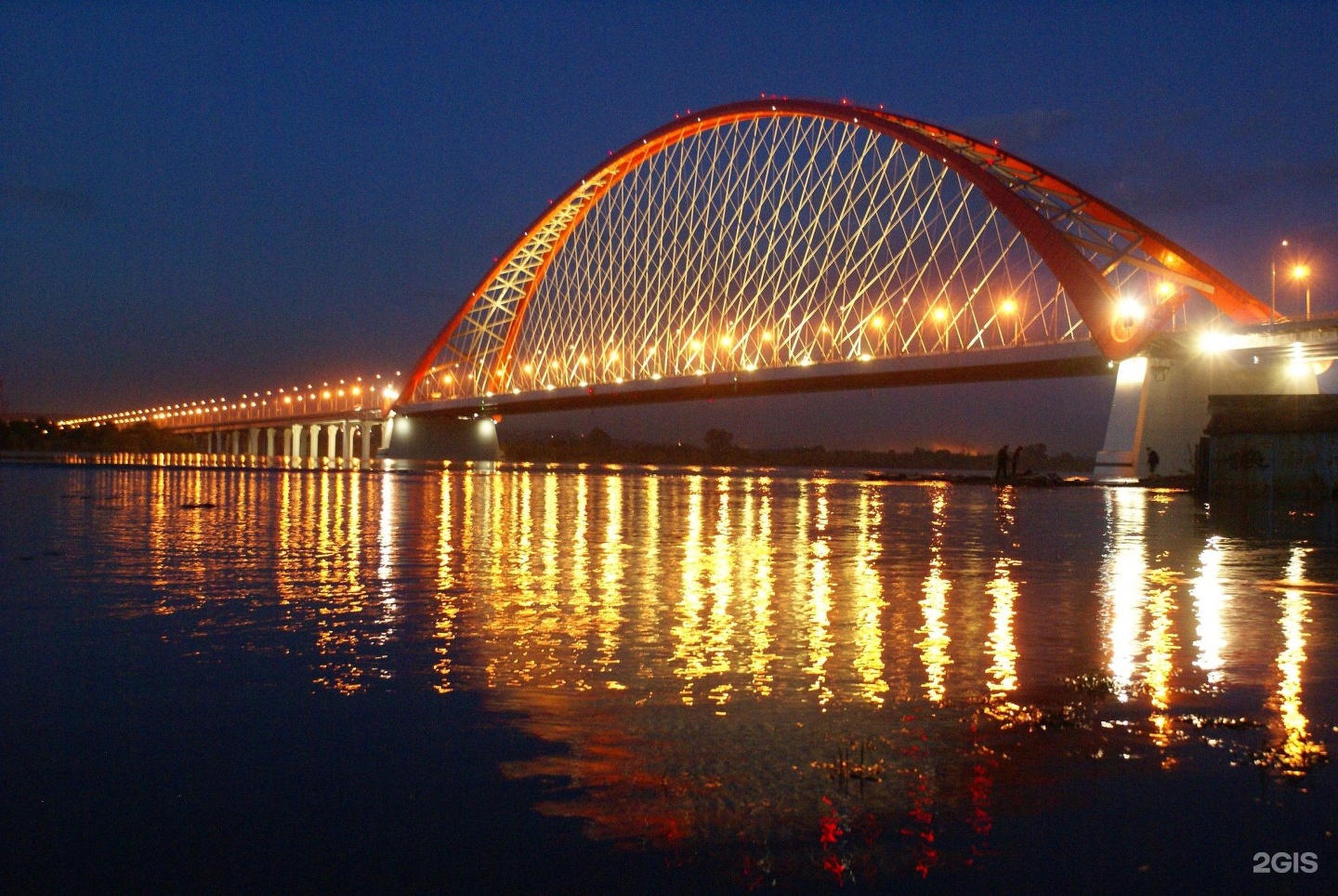бугринский мост ночью зимой